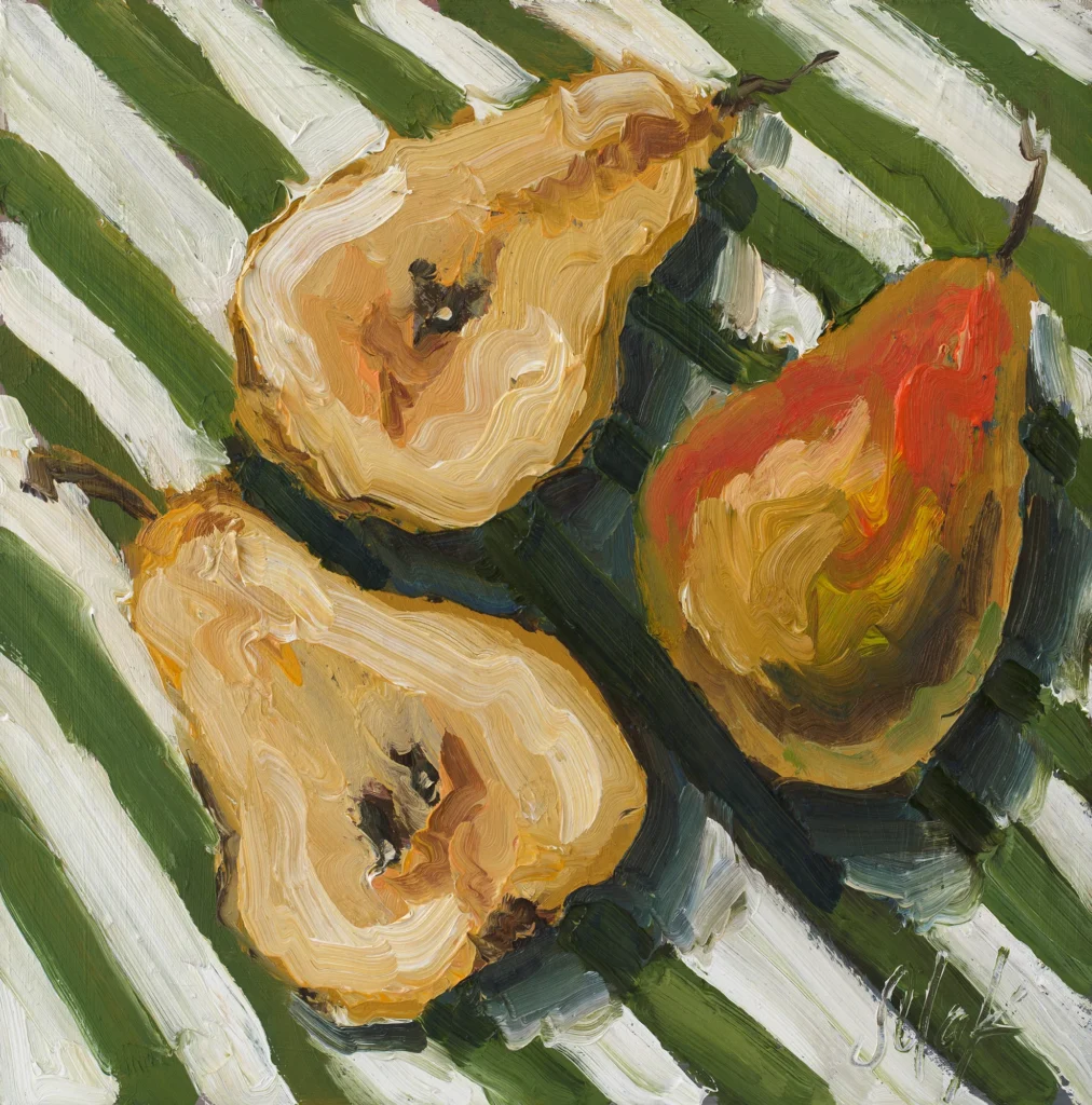 Three pears original oil painting