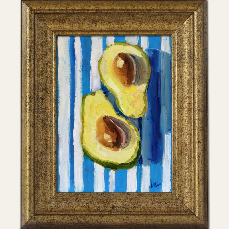 Avocado Original Oil Painting Framed