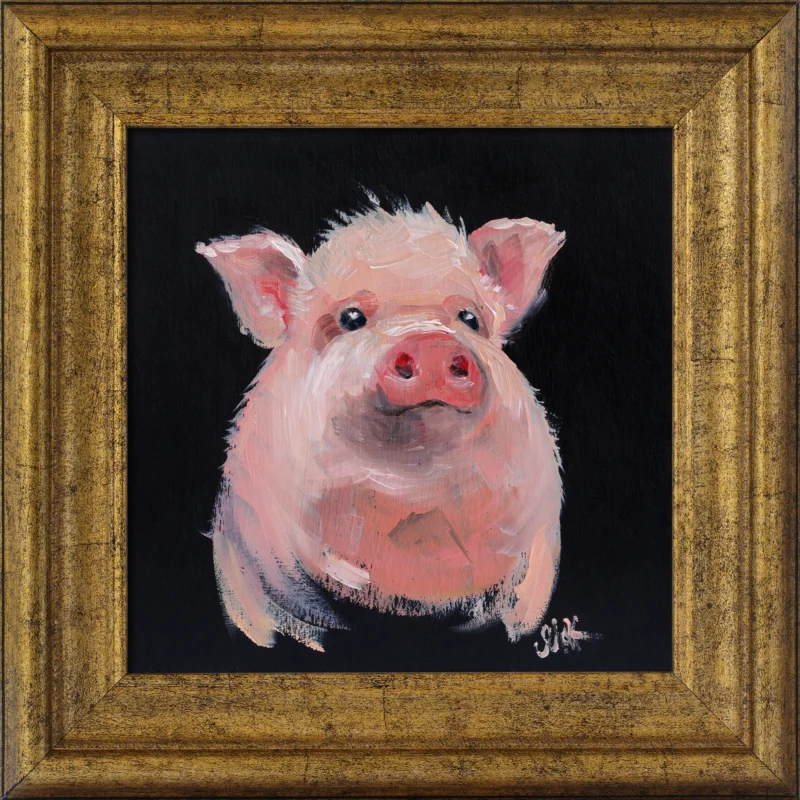 Pig Oil Painting Framed