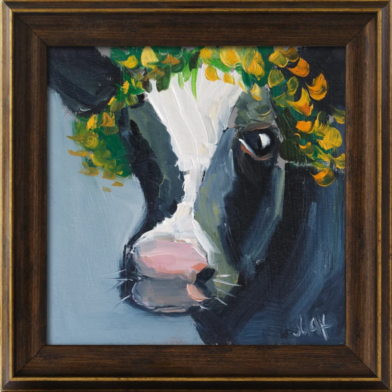 Cow Oil Painting Framed