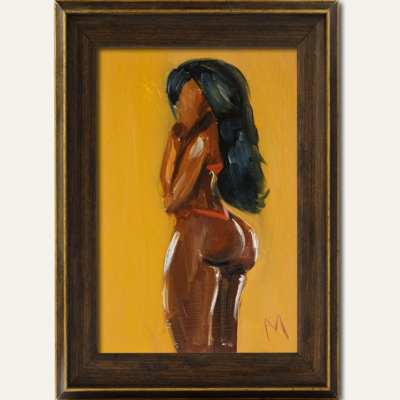 Black Nude Girl Oil Painting Framed