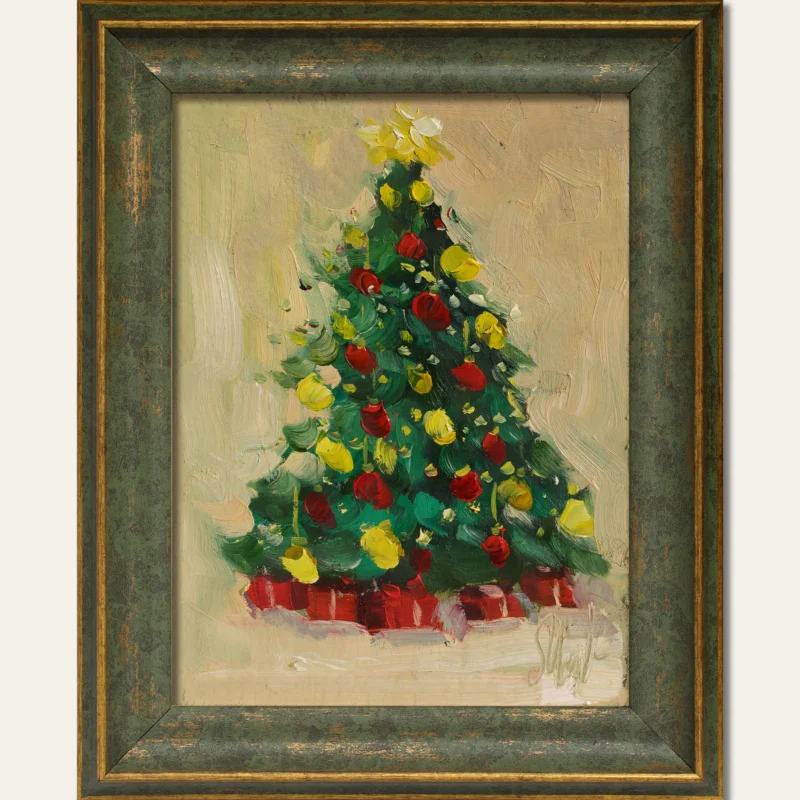 Christmas Tree Oil Painting Framed