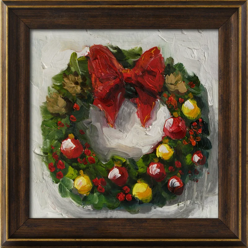 Christmas Wreath Oil Painting Framed