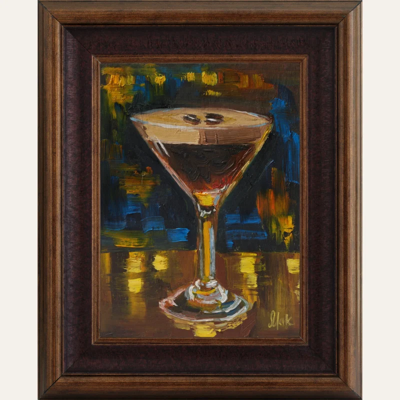 Espresso Martini Oil Painting Framed