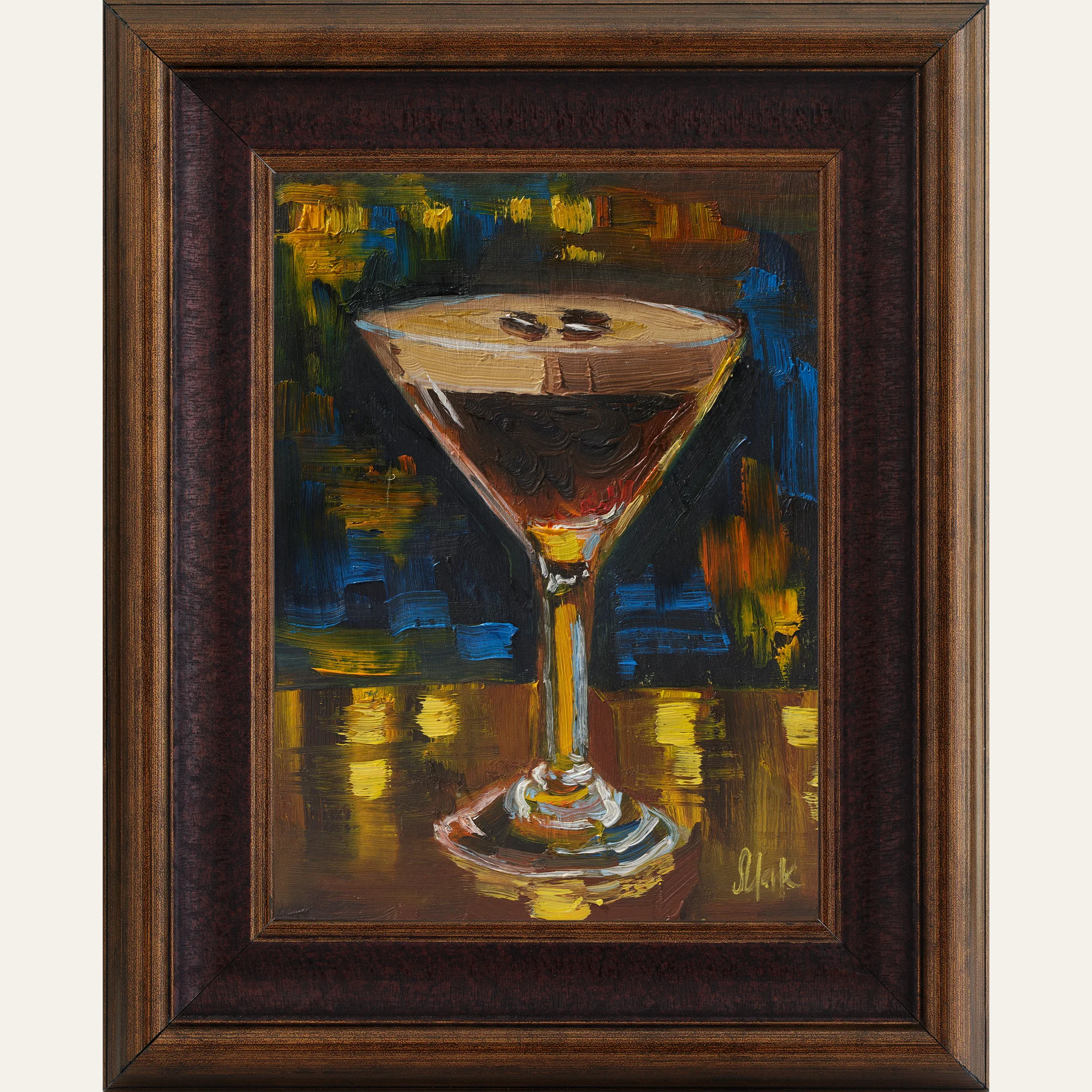 Espresso Martini Oil Painting Framed