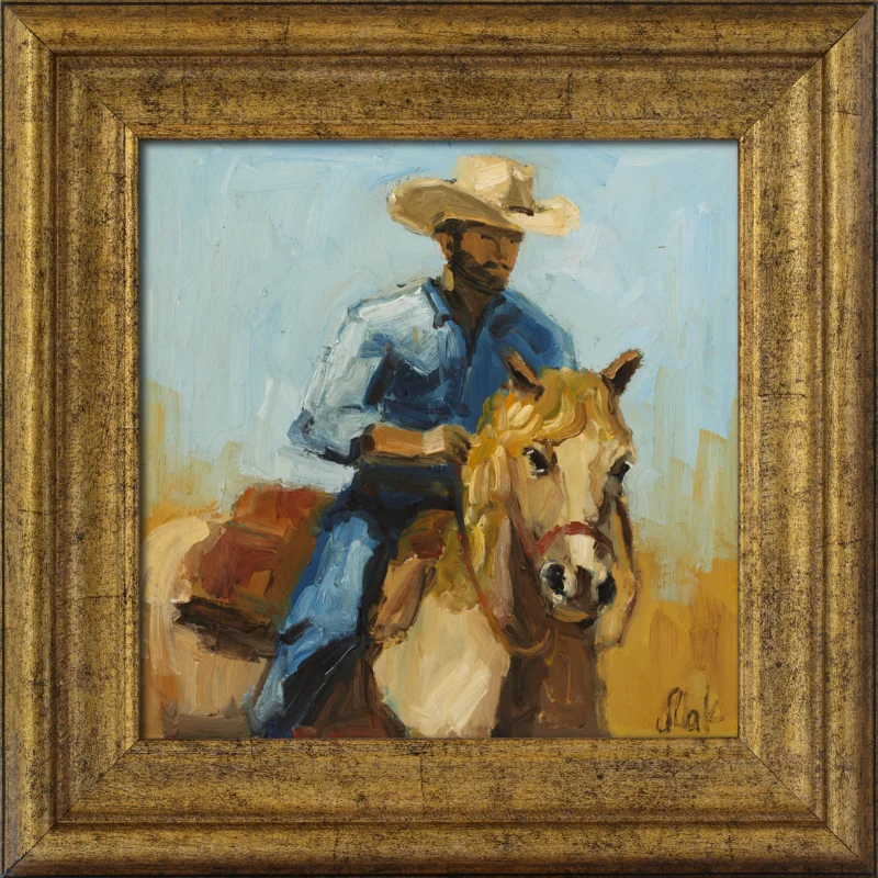 Cowboy Oil Painting Western Original Wall Art Texas Horse Artwork Desert Southwest Art
