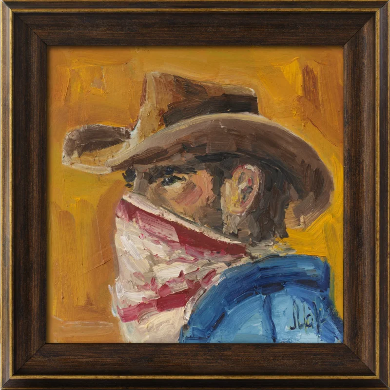 Cowboy Oil Painting Framed