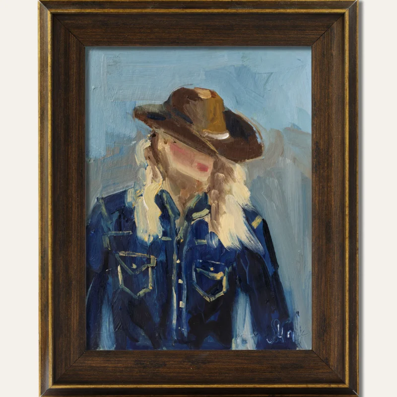 Cowgirl Oil Painting Framed