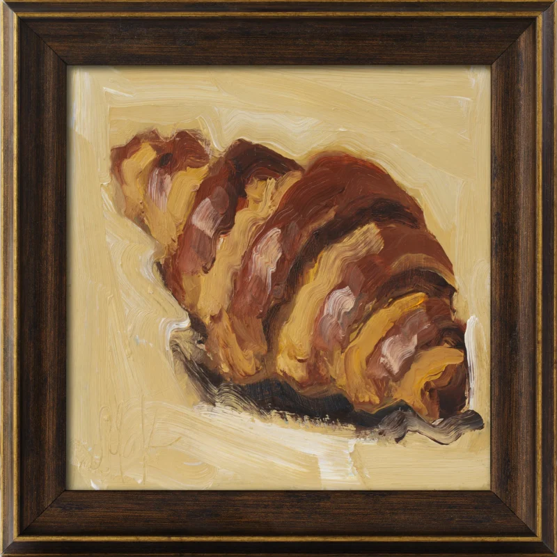 Croissant Original Oil Painting Framed