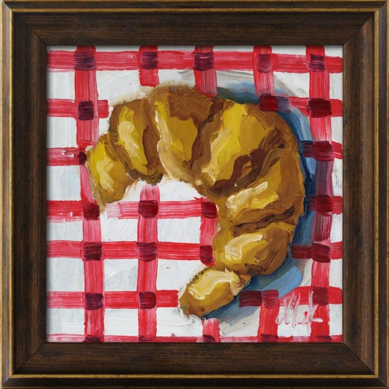 Croissant Original Oil Painting Framed