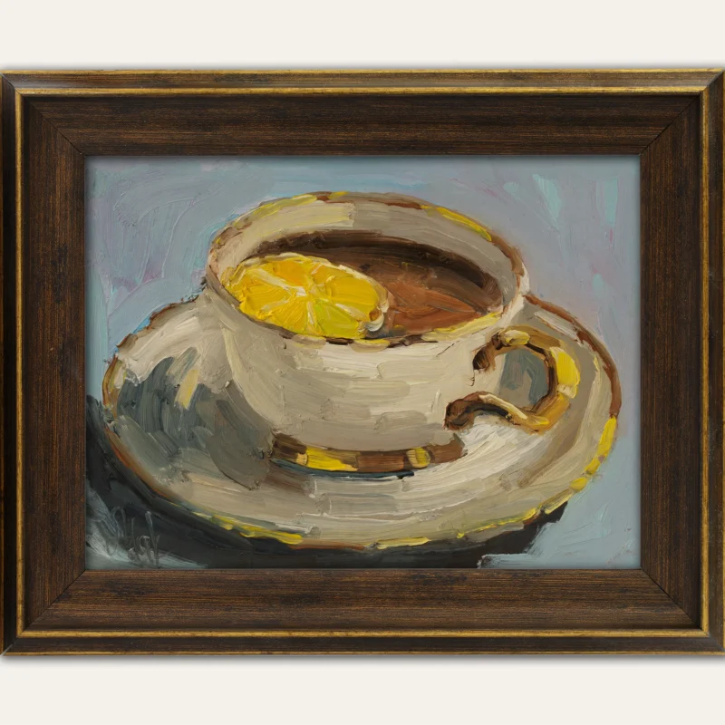 Cup of Tea Oil Painting Framed