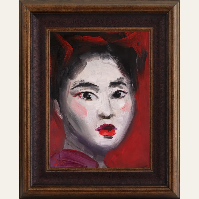 Geisha Oil Painting Framed