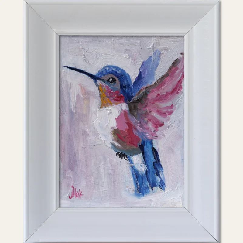 Hummingbird Oil Painting Framed
