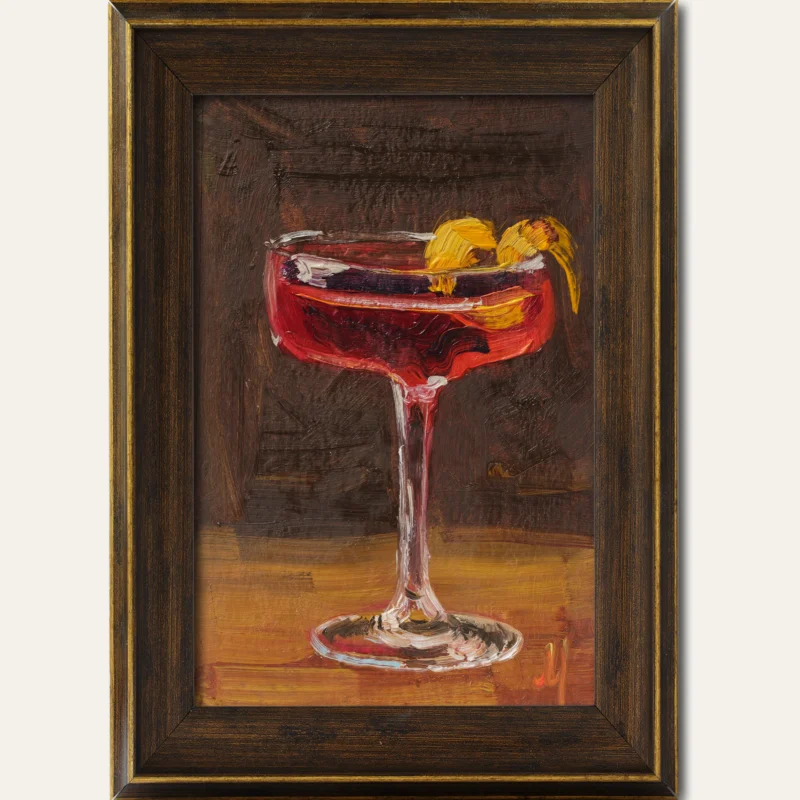 Manhattan Cocktail Oil Painting Framed