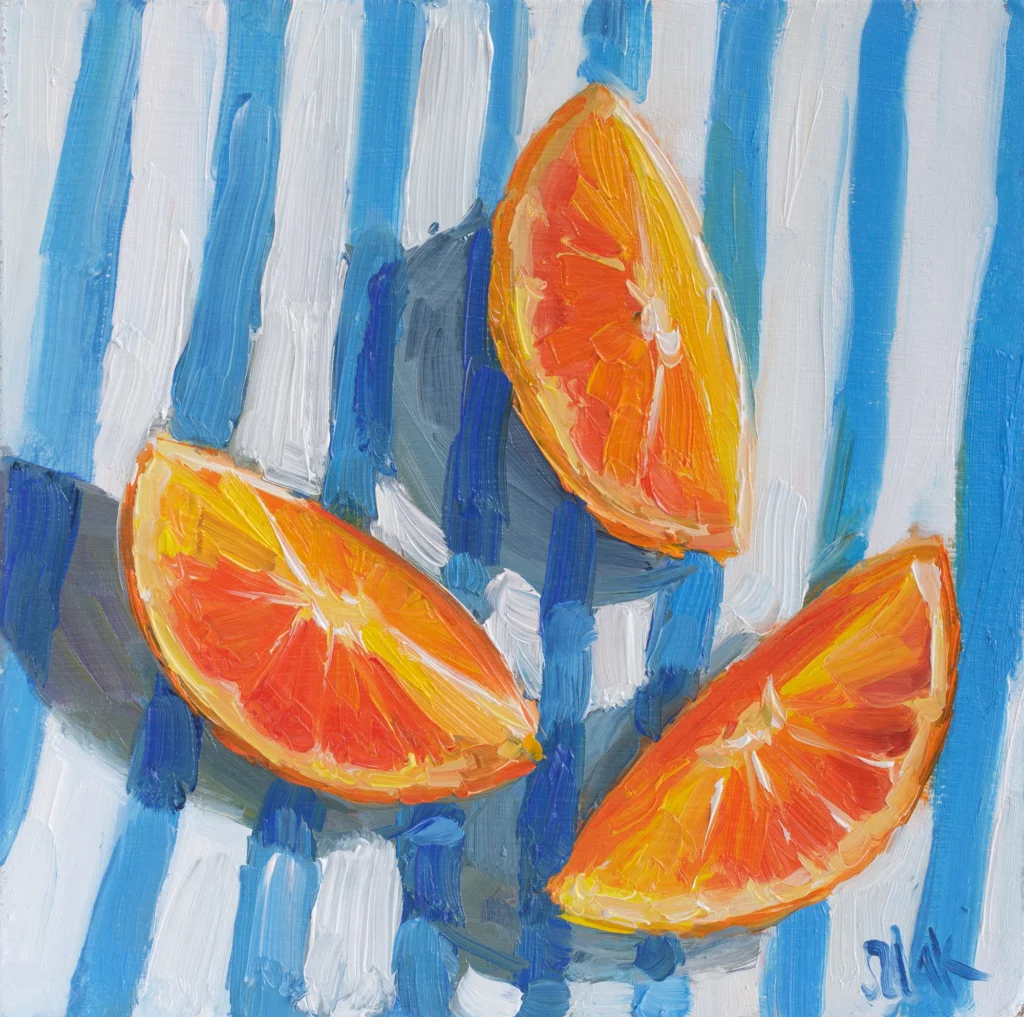 bright oranges original oil painting