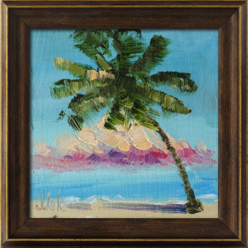 Laguna Beach Palm Tree Oil Painting Framed