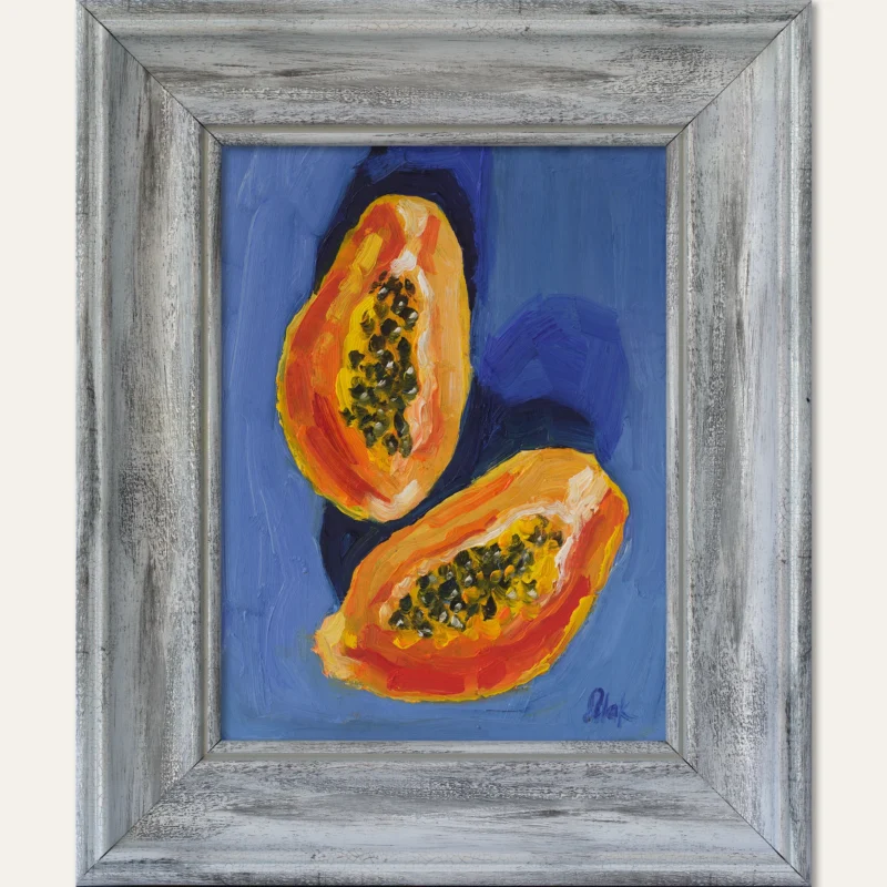 Papaya Original Oil Painting Framed