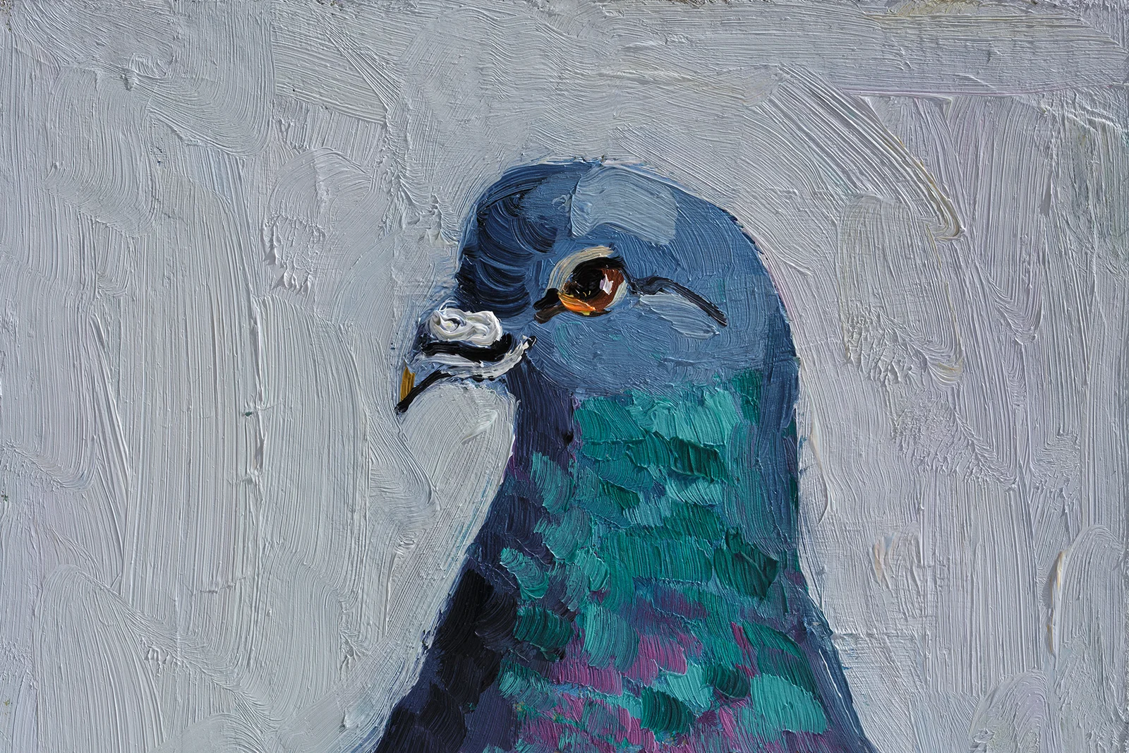 Pigeon Oil Paintingin Framed Bird Original Wall Art Dove Artwork 8x6'' - Image 4