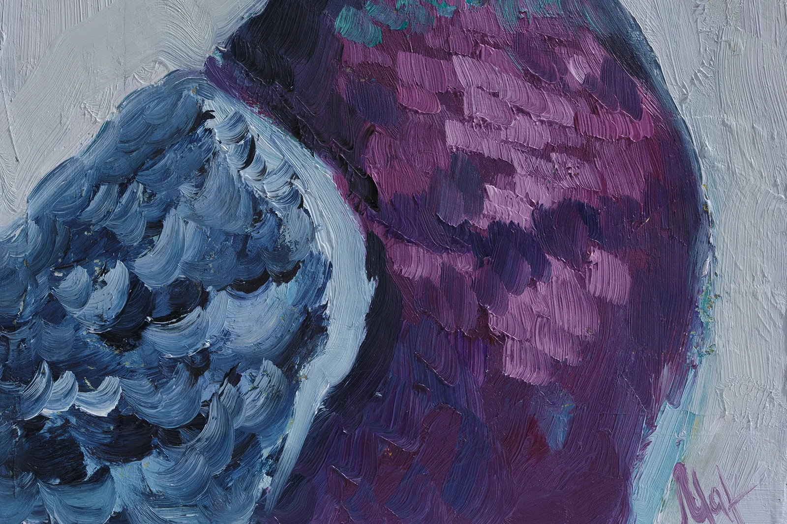 Pigeon Oil Paintingin Framed Bird Original Wall Art Dove Artwork 8x6'' - Image 8