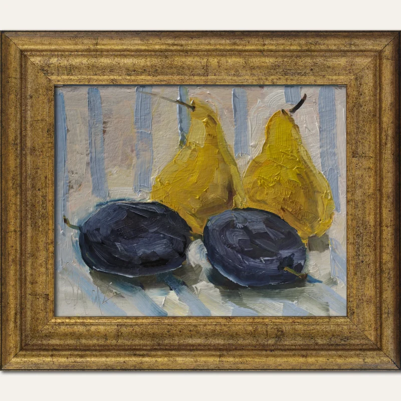 Plums and Pears Original Oil Painting Framed
