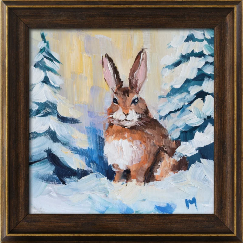 Rabbit in Forest Oil Painting Framed