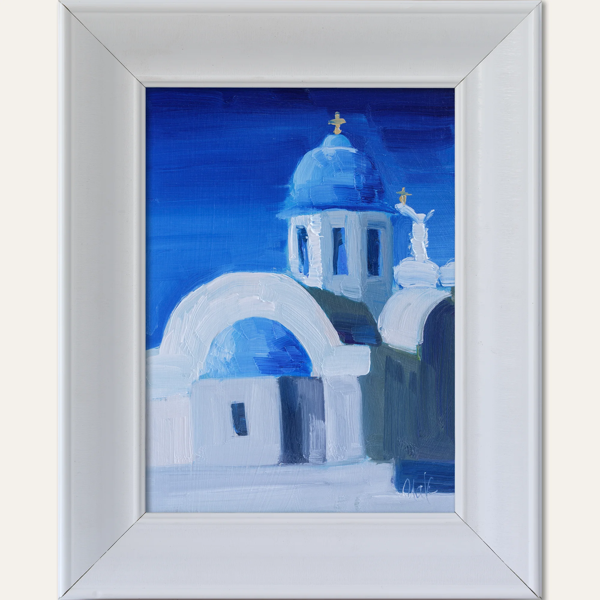 Santorini Greece Oil Painting Framed