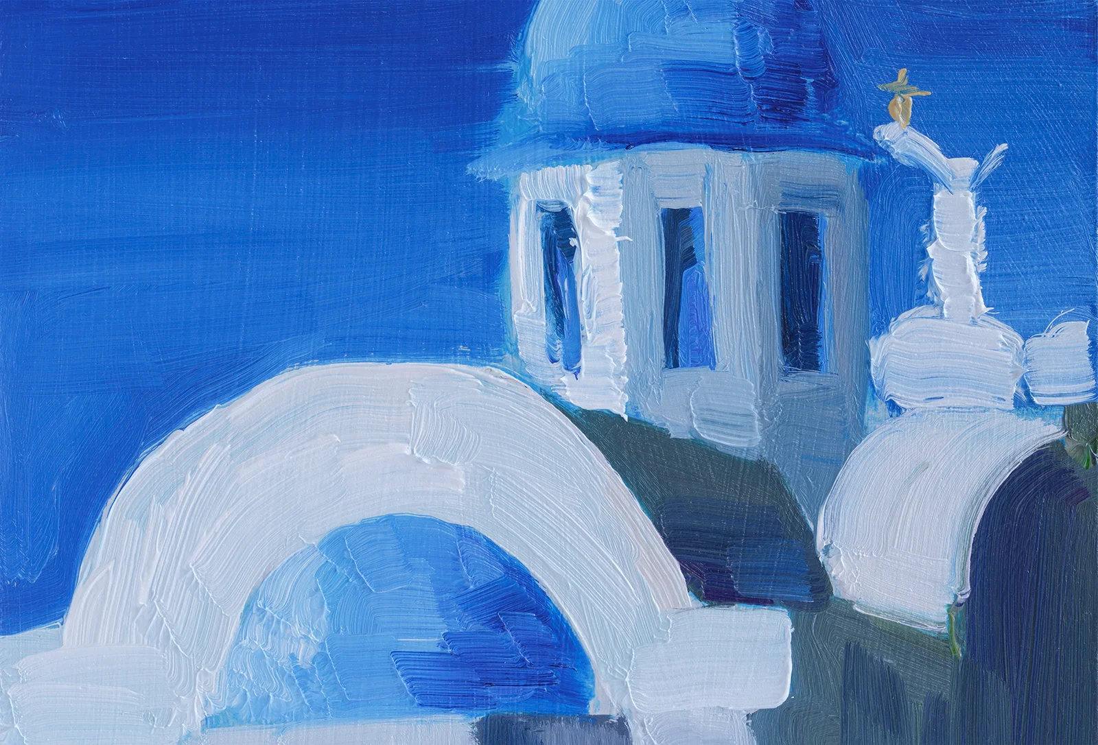 Santorini Greece Oil Painting Framed Mediterranean Landscape Art - Image 11