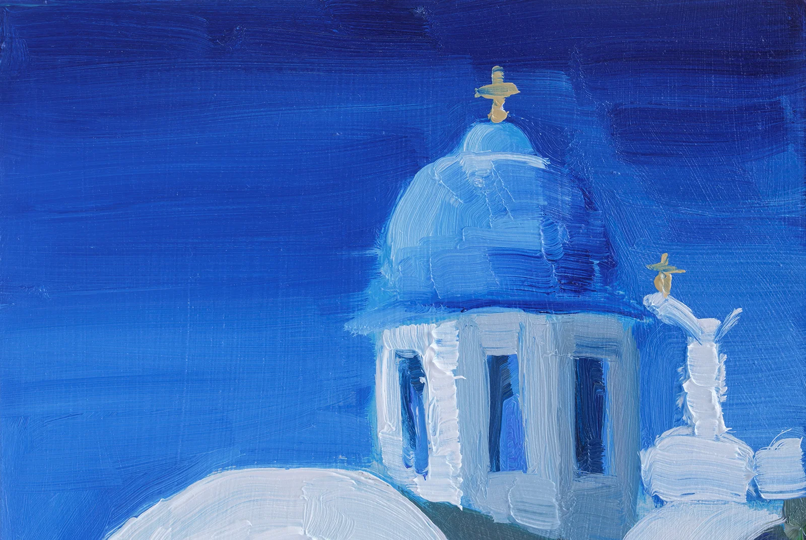 Santorini Greece Oil Painting Framed Mediterranean Landscape Art - Image 10