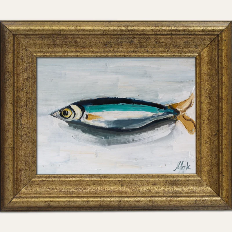 Sardines Oil Painting Framed