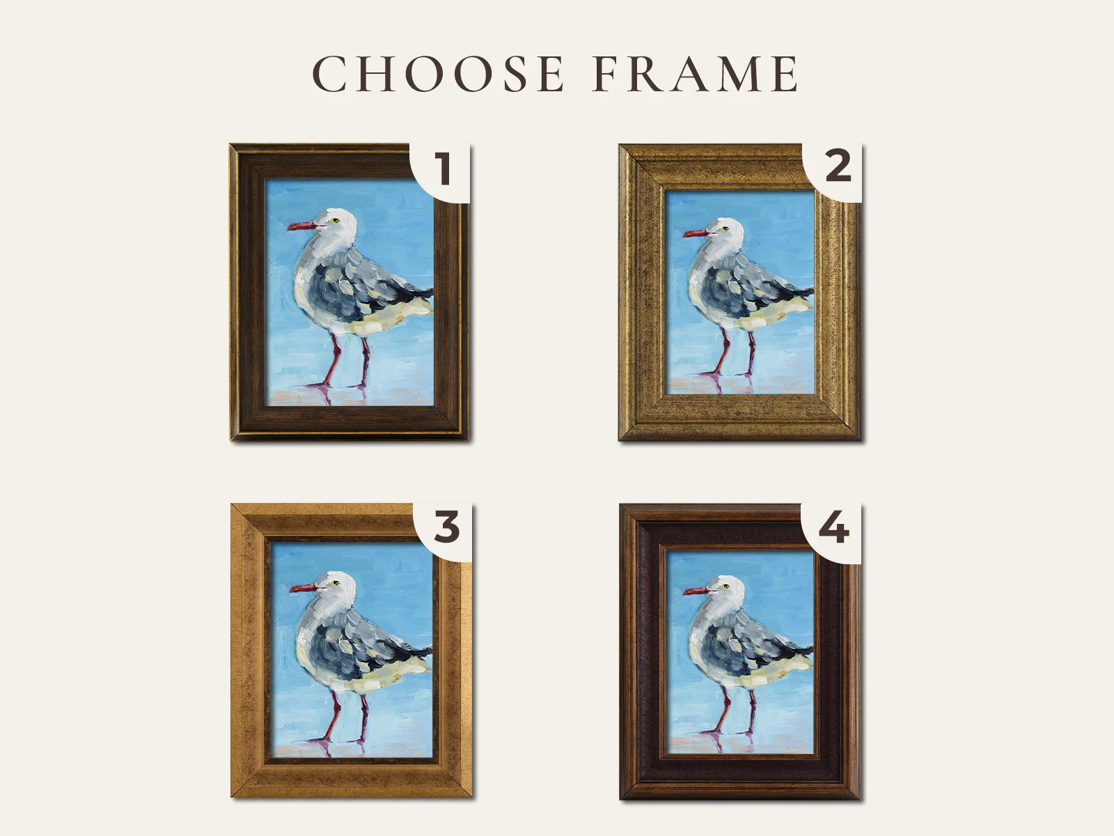 Seagull Oil Painting Framed Gull Original Wall Art Bird Artwork Seascape Artwork - Image 2