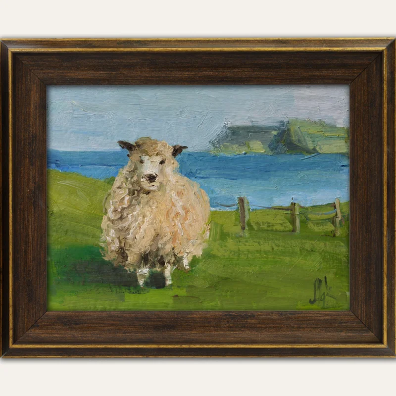 Sheep Oil Painting Framed