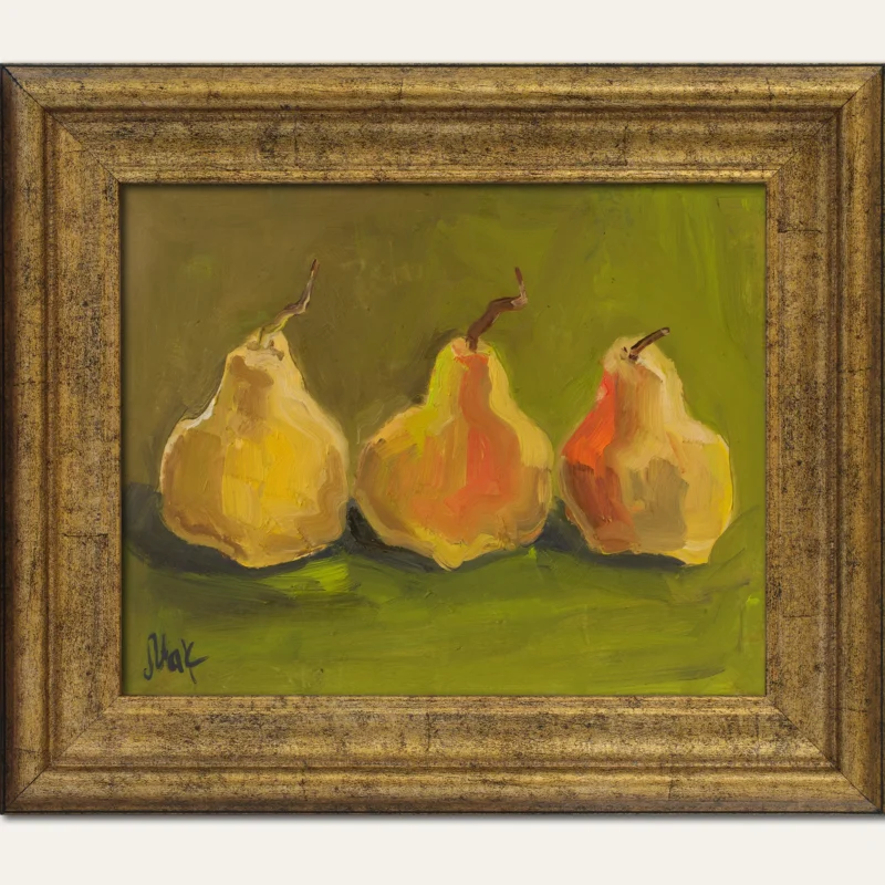 Three Pears Oil Painting Framed