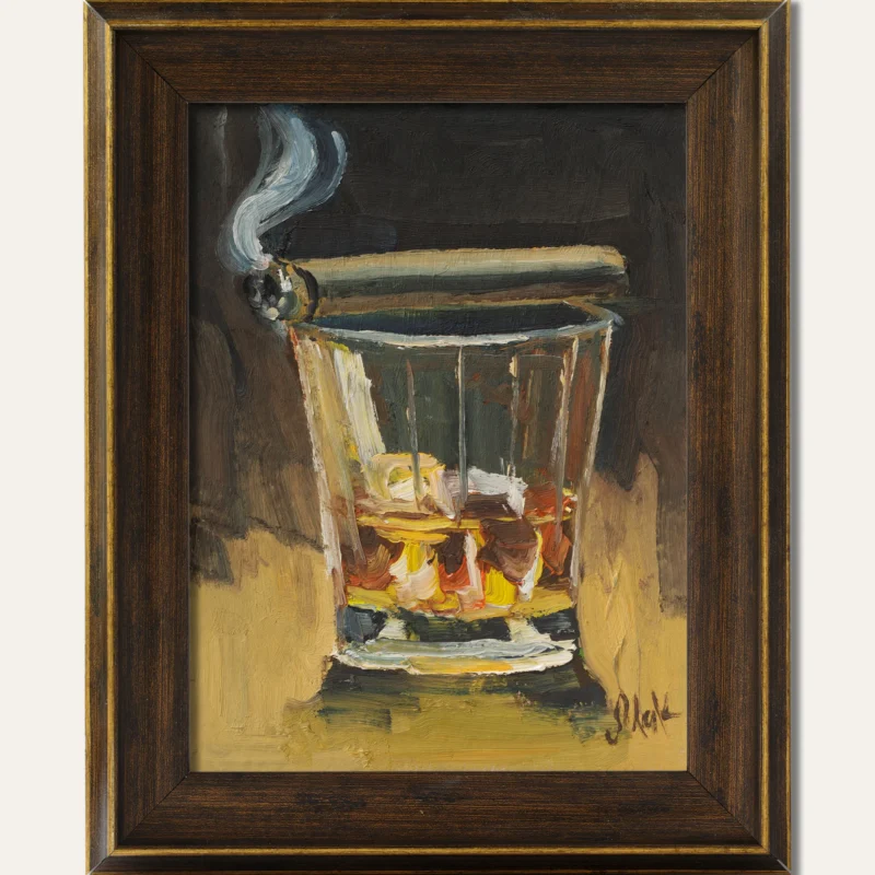 Bourbon Oil Painting Framed