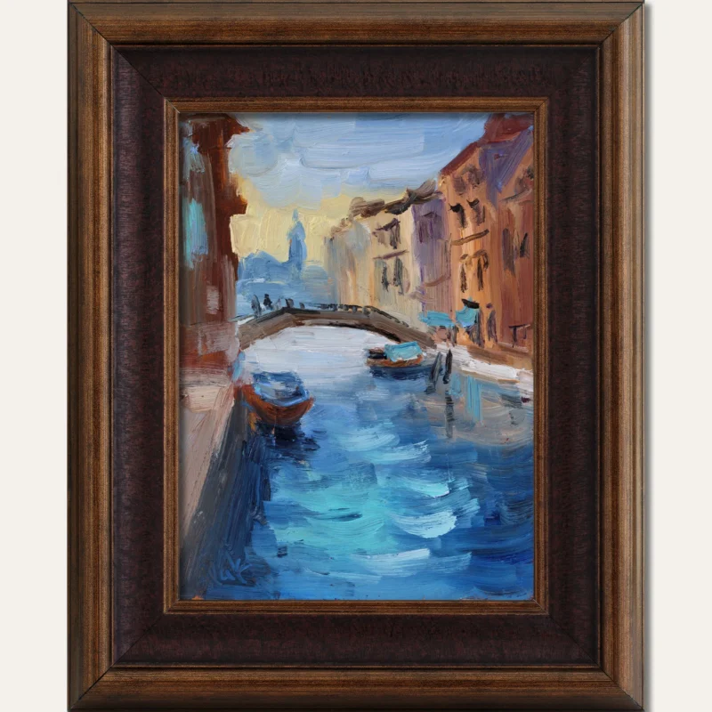 Venice Italy Oil Painting: Abstract Seascape Grand Canal Art Framed