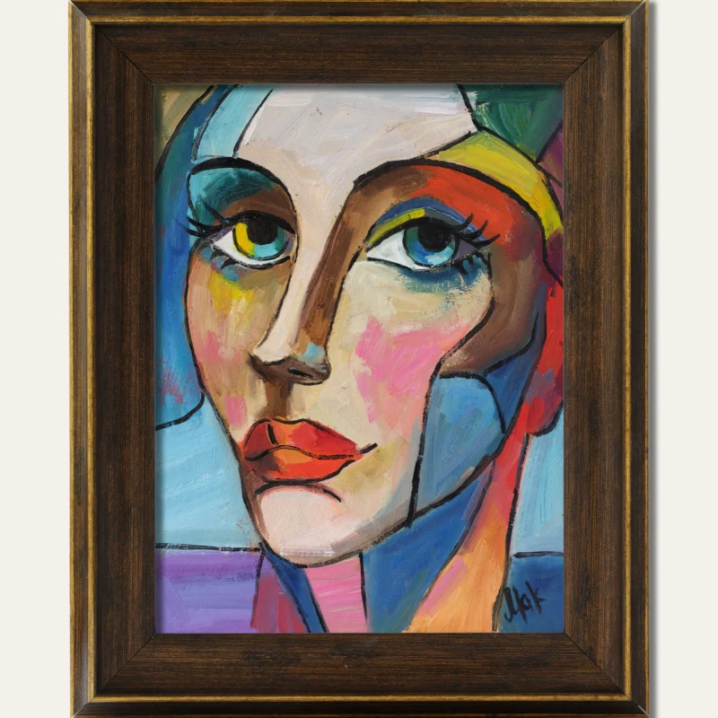Abstract Woman Portrait Oil Painting Framed