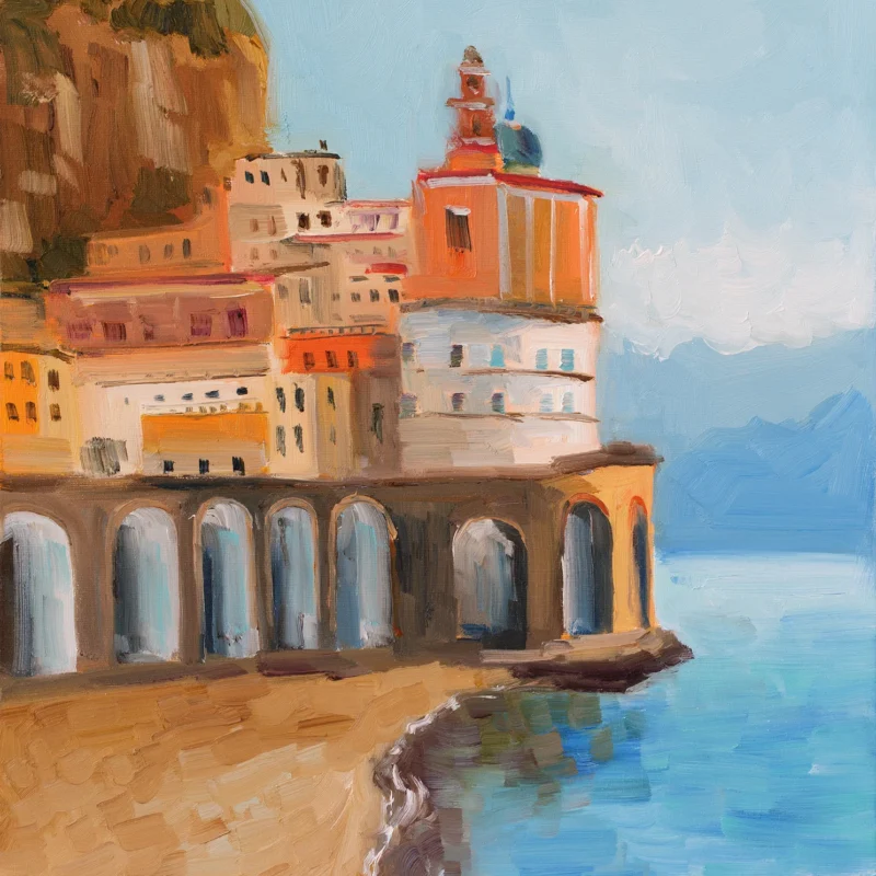 Original Amalfi Coast Oil Painting