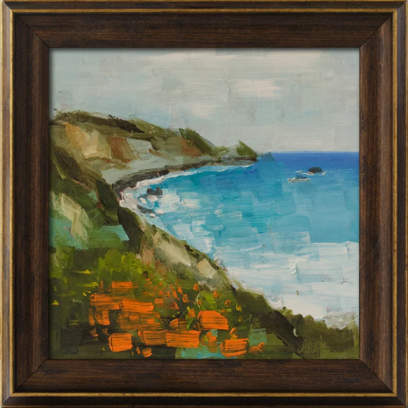 Big Sur Painting Framed California Coast Original Wall Art California Poppy Artwork
