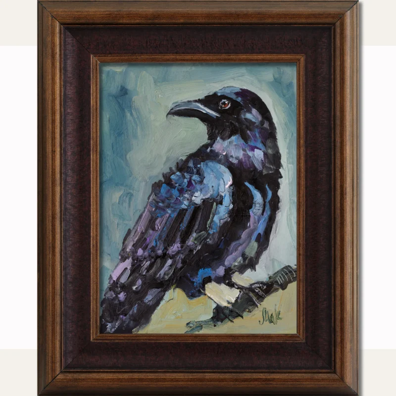 Raven Oil Painting Framed