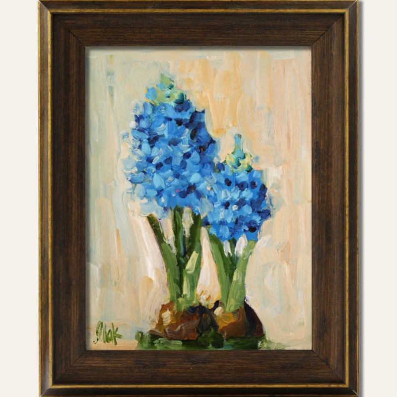 Hyacinth Oil Painting: Abstract Floral Still Life, 8x6'' Original Frowers Art