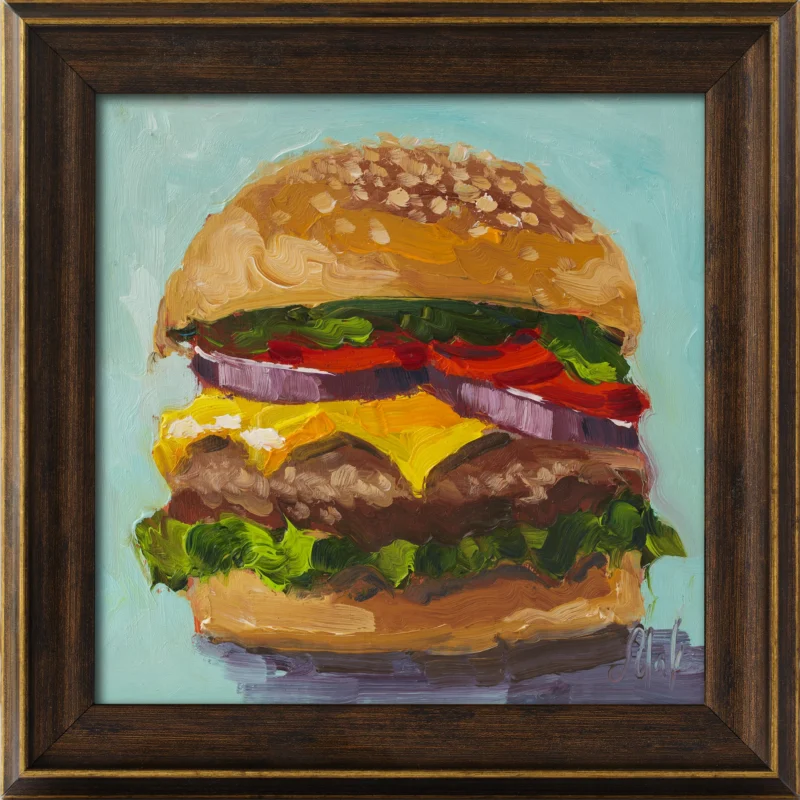 Burger Oil Painting Framed