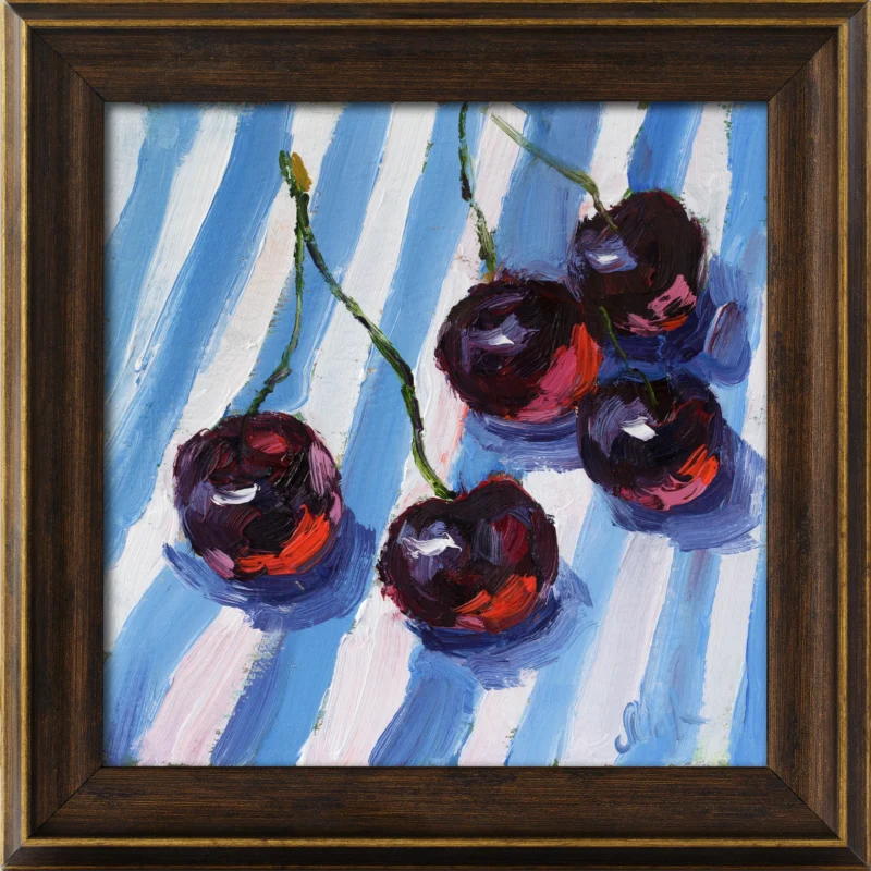 Cherry Oil Painting: Framed