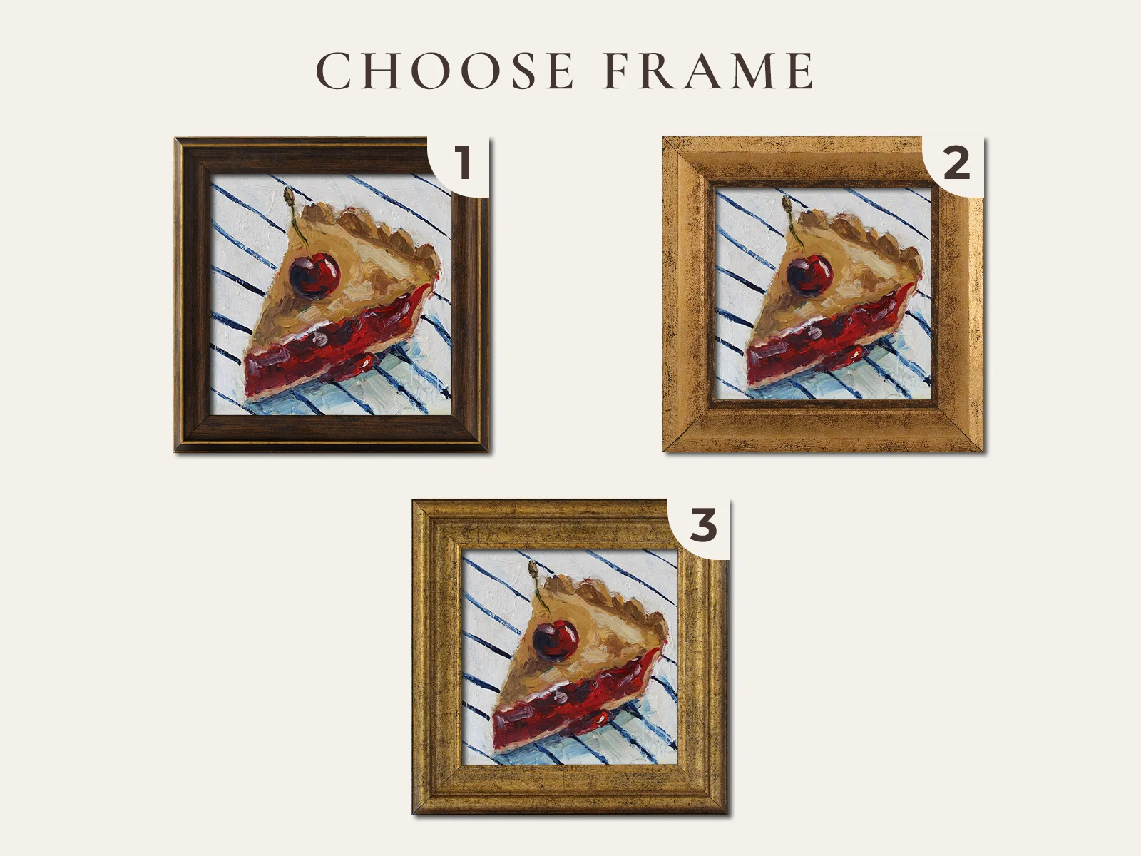 Cherry Pie Painting Framed Oil Still Life Dessert Wall Art Kitchen Pastry Artwork - Image 2