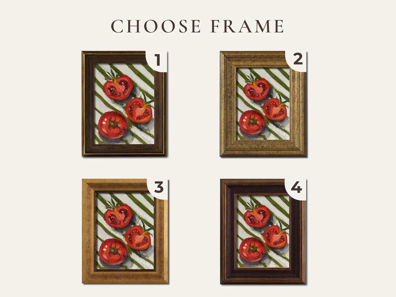 Tomato Original Oil Painting Framed Kitchen Still Life Wall Art Food Artwork Vegetable Painting - Image 3