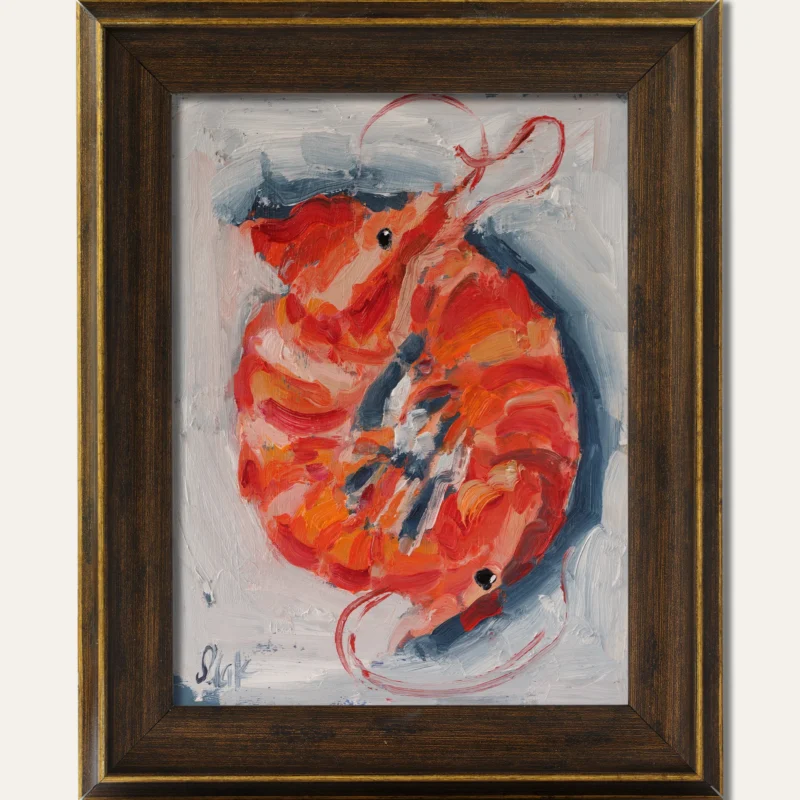 Prawn Oil Painting Framed