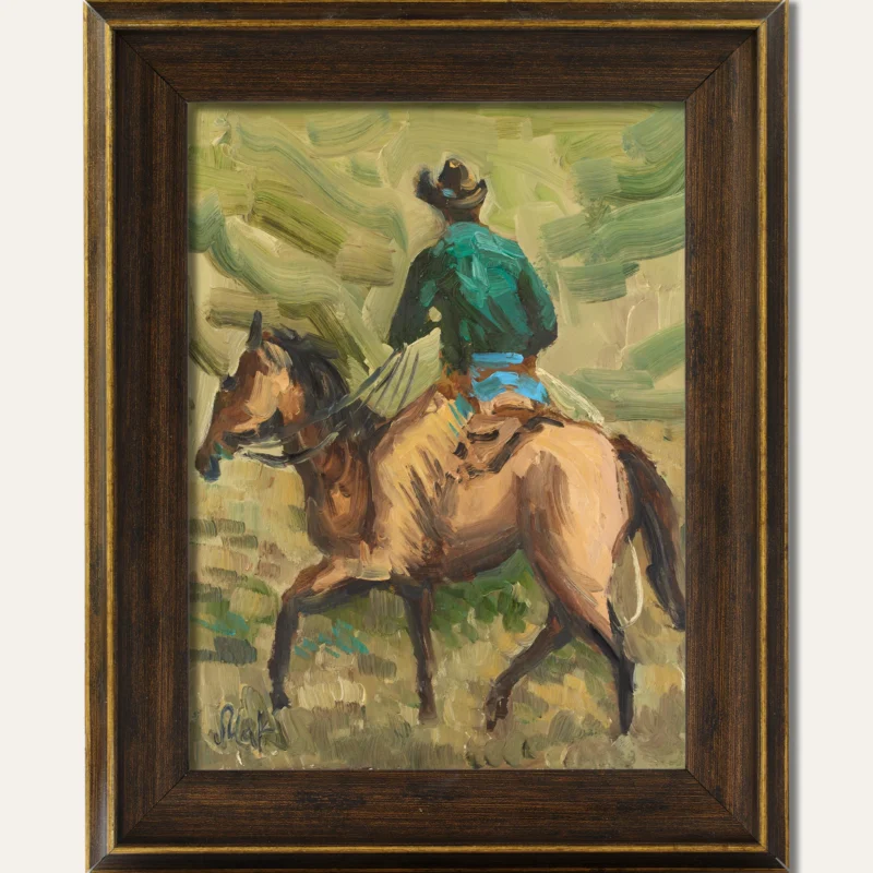 Cowboy Oil Painting Framed