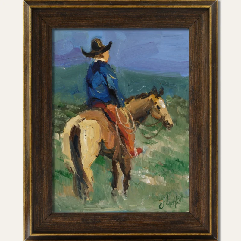 Cowboy Oil Painting Framed