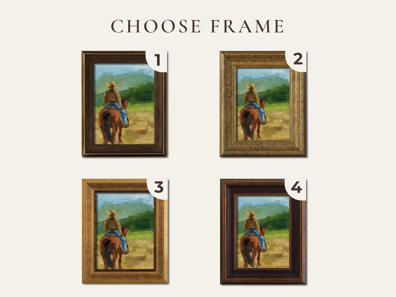 Cowboy on Horse Oil Painting Framed Western Rodeo Original Wall Art Texas Desert Decor - Image 2