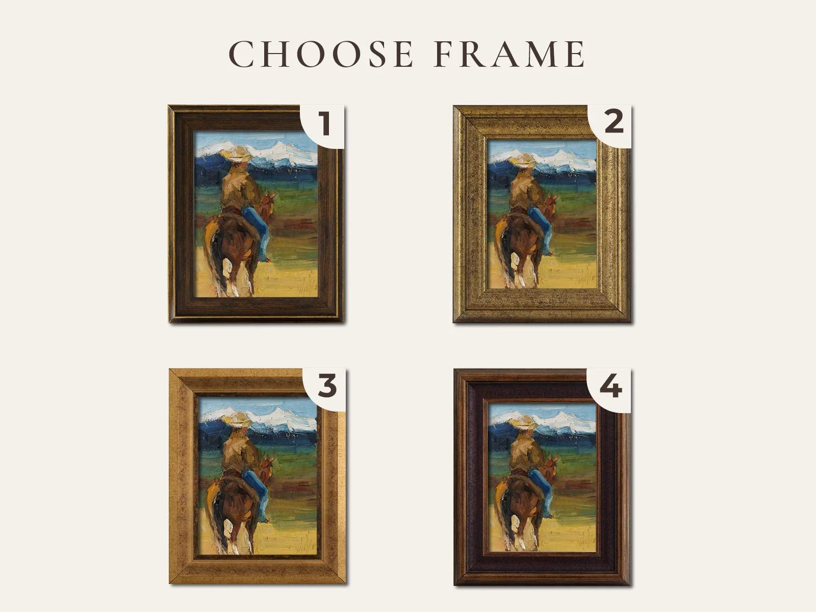 Cowboy on Horse Oil Painting Framed Western Rodeo Original Wall Art Texas Desert Decor - Image 2