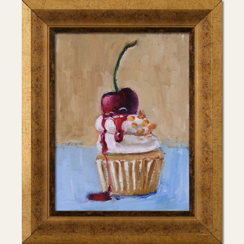 Cupcake Original Oil Painting Framed