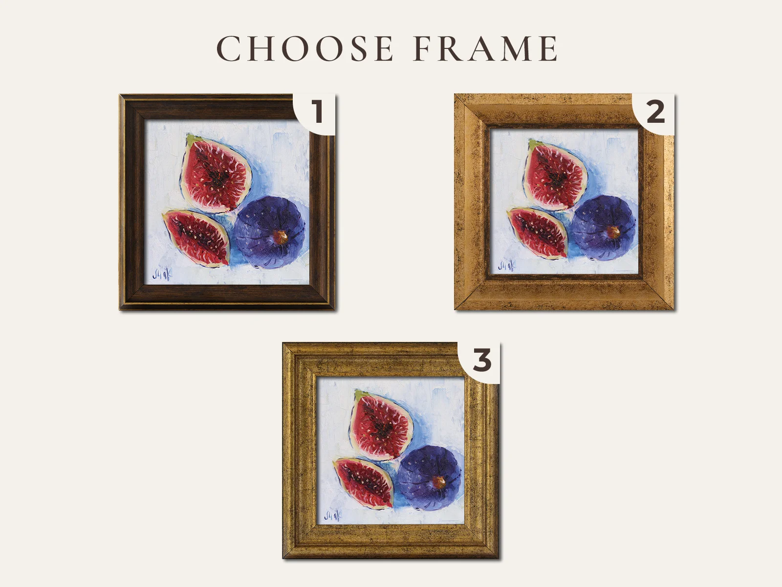 Figs Oil Painting: Impasto Still Life Fruit Wall Art, 8x8 - Image 2